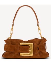 Balmain - Anthem Mini Suede Leather Bag - Lyst