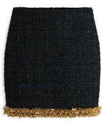 Balmain - Short Tweed Skirt With Embroidered Trim - Lyst
