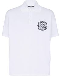 Balmain - Cotton Polo Shirt With Écusson Print - Lyst