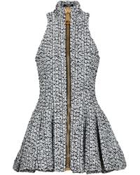 Balmain - Sleeveless Flared Tweed Dress - Lyst