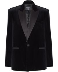Balmain - Velvet And Satin 1-Button Blazer - Lyst