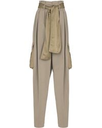 Balmain - Cotton Twill High-Waisted Trousers - Lyst