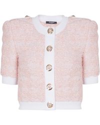 Balmain - Cardigan À Manches Courtes En Maille - Lyst