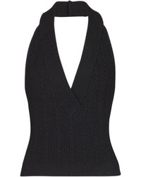 Balmain - Cable-Knit Halterneck Top - Lyst
