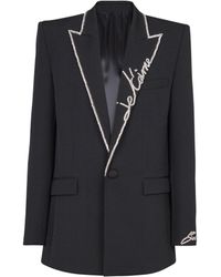 Balmain - 1-Button Jacket With Embroidered "Love Letter" Collar - Lyst