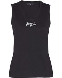 Balmain - Relaxed Tank Top With Paris Brush Print - Lyst