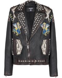 Balmain - Western Leather Biker Jacket - Lyst
