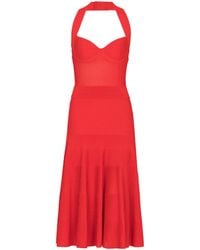 Balmain - Halterneck Pleated Knit Midi Dress - Lyst