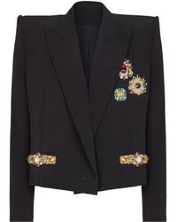 Balmain - Cropped Embroidered Jacket - Lyst