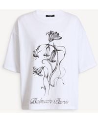 Balmain - Printed Flower T-Shirt - Lyst