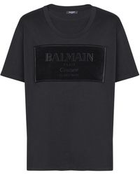 Balmain - T-Shirt Flocké - Lyst