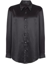 Balmain - Silk Shirt With Crystals - Lyst