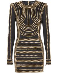 Balmain - Short Bead-Embroidered Dress - Lyst