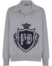 Balmain - Pull-Polo College Emblem En Cachemire Écologique - Lyst