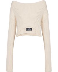 Balmain - Boat Neck Optical Illusion Ribbed Crop Top - Lyst