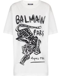 Balmain - Short-Sleeved T-Shirt With Leopard Print - Lyst