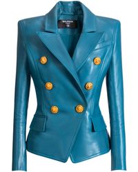 Balmain - Leather 6-Button Jacket - Lyst