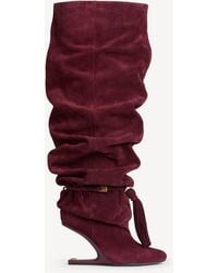 Balmain - No Wedge Suede Leather Thigh-High Boots With Tassel - Lyst