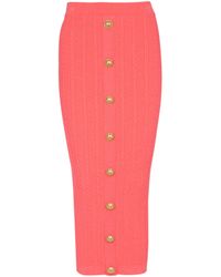 Balmain - Cable-Knit Midi Skirt - Lyst