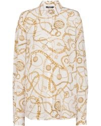 Balmain - Printed Silk Shirt With Chains Pattern - Lyst