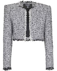 Balmain - Cropped Tweed Jacket - Lyst