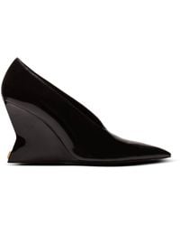 Balmain - Shiny Lambskin Wedge Pumps - Lyst