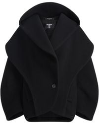 Balmain - Oversized Wool Pea Coat With Hood - Lyst