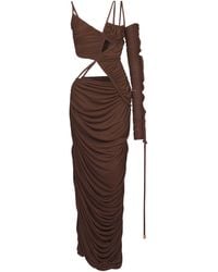 Balmain - Asymmetric Draped Jersey Maxi Dress - Lyst