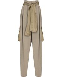 Balmain - Cotton Twill High-Waisted Trousers - Lyst