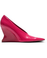 Balmain - Shiny Lambskin Wedge Pumps - Lyst