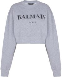 Balmain - Sweat-Shirt À Col Ras Du Cou Imprimé - Lyst
