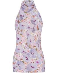Balmain - Sleeveless Top With Poppy Flower Print - Lyst