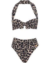 Balmain - Two-Piece Leopard Pattern Swimsuit - Lyst