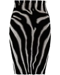 Balmain - Zebra-Print Velvet Pencil Skirt - Lyst