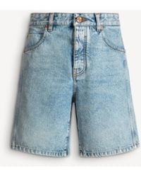 Balmain - Light Denim Bermuda Shorts - Lyst