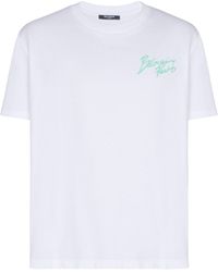 Balmain - T-Shirt With Paris Brush Print - Lyst