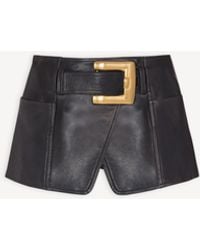 Balmain - Belted Leather Mini Skirt - Lyst