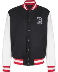 Balmain - Varsity Wool And Faux Leather Jacket - Lyst