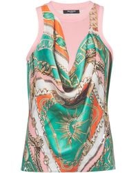 Balmain - Trompe-'Ail-Style Foulard Print Vest Top - Lyst
