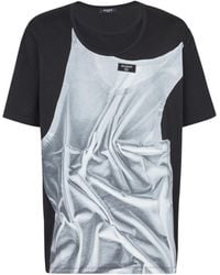 Balmain - T-Shirt Con Stampa Trompe-L'Oeil Canotta - Lyst