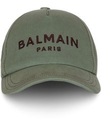 Balmain - Cotton Cap With Paris Embroidery - Lyst