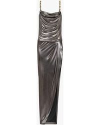Balmain Long Silver Jersey Dress - Black