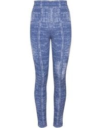 Balmain - Jacquard Knit Leggings With Denim Effect - Lyst