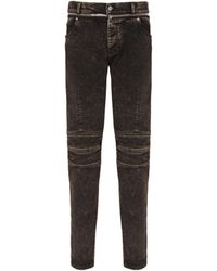 Balmain - Slim-Fit Jeans With Zipped Belt - Lyst