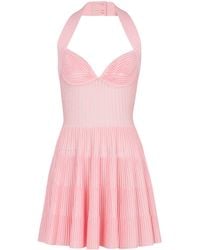 Balmain - Textured Knit Halterneck A-Line Dress - Lyst