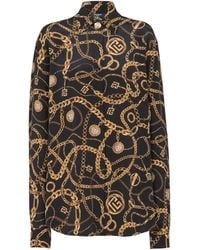 Balmain - Printed Silk Shirt With Chains Pattern - Lyst