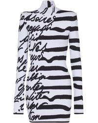 Balmain - Gestreiftes Kleid Aus Jacquard Mit „Lettre D'Amour"-Motiv - Lyst