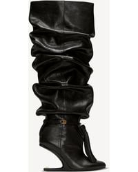 Balmain - No Wedge Textured Leather Thigh-High Boots With Tassel - Lyst