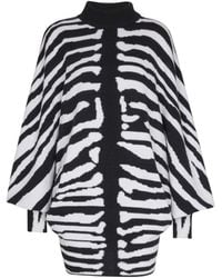 Balmain - Knit Dress With Zebra Intarsia - Lyst