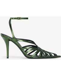 Balmain - Python-Effect Leather Cage Sandals - Lyst